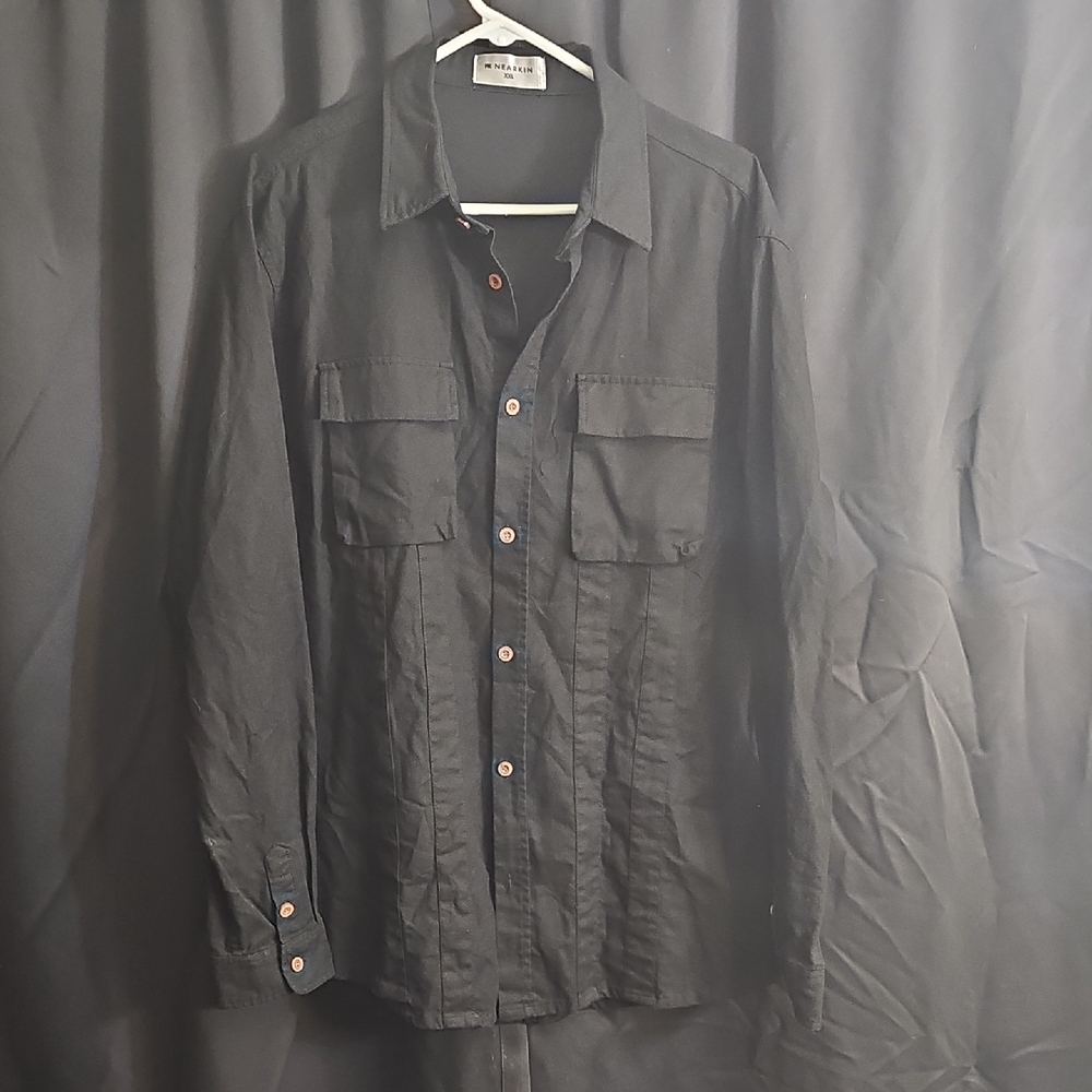 Men's Black Casual Button Down Shirt